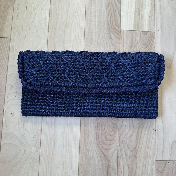 Vintage Navy Crochet Clutch – Made in Japan - Picture 2 of 7
